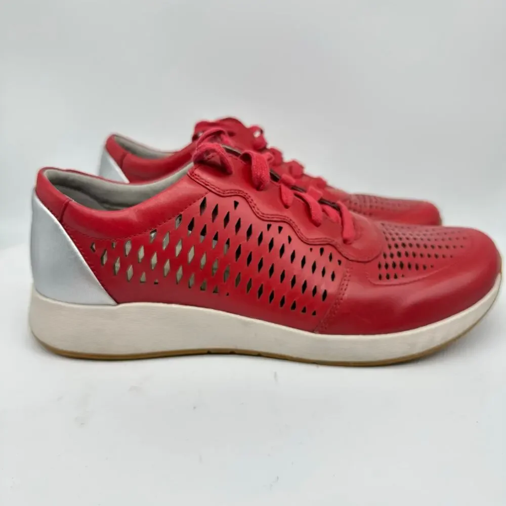Dansko Charlie Red Leather Low Cut Fashion Sneaker Womens Size EU41 US 10